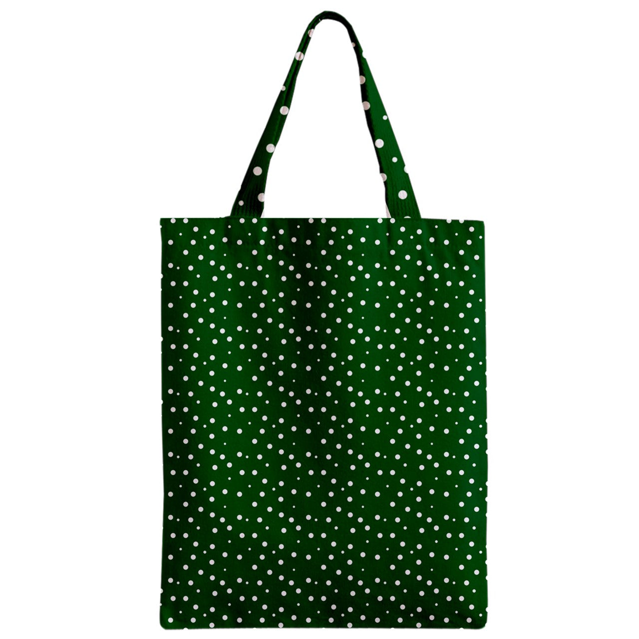 Zipper Classic Tote Bag Green Dots