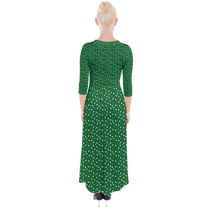 Quarter Sleeve Wrap Maxi Dress Green Dot