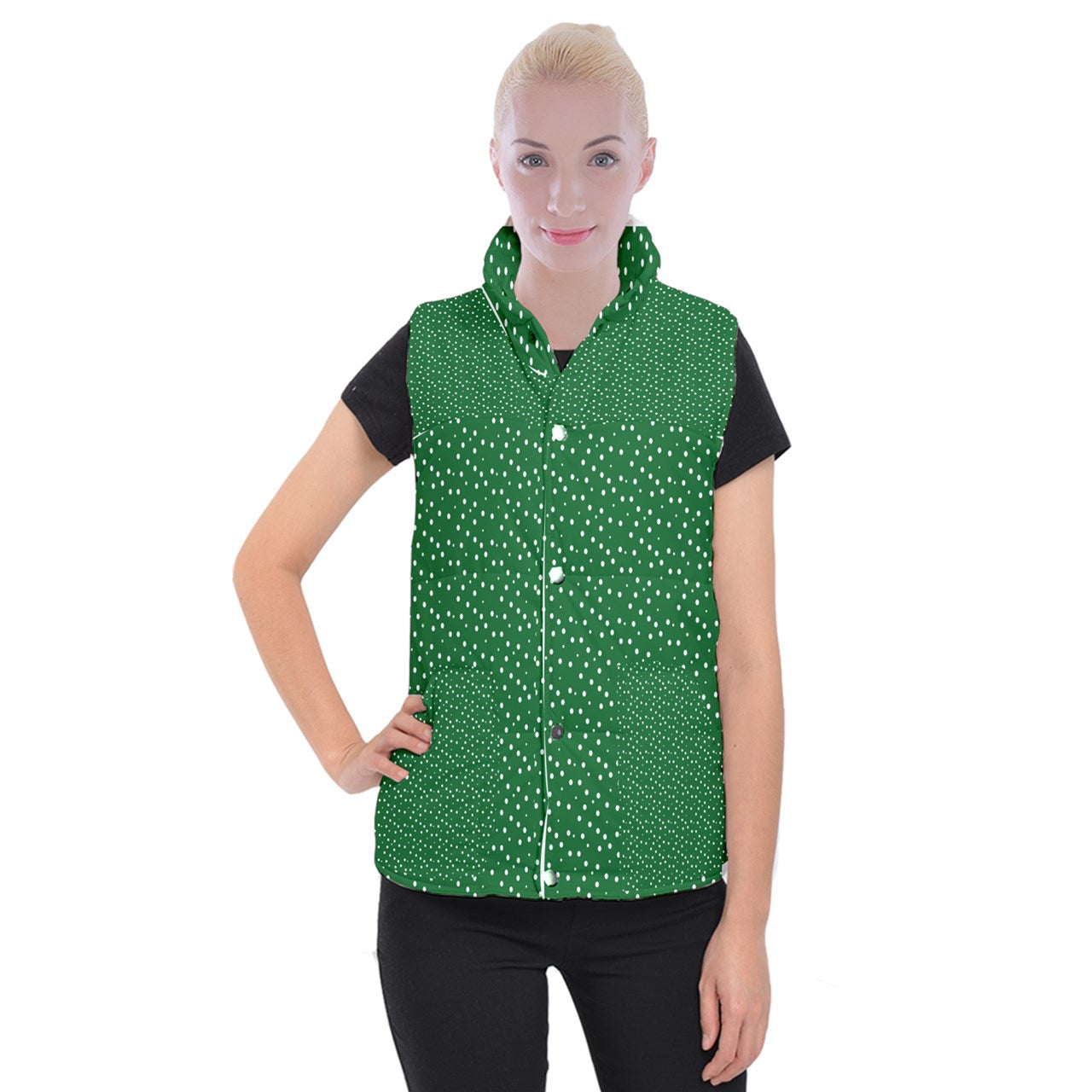 Women's Button Up Vest Green Dot 3XL