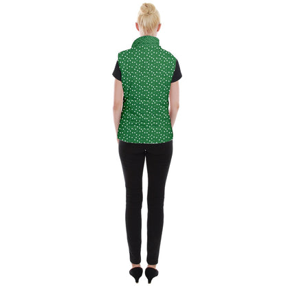 Women's Button Up Vest Green Dot