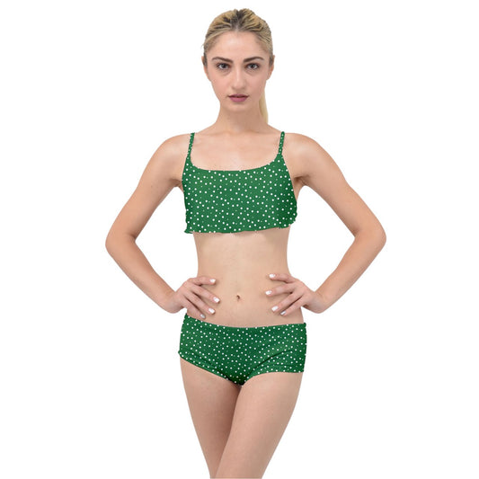 Layered Top Bikini Set Green Dot