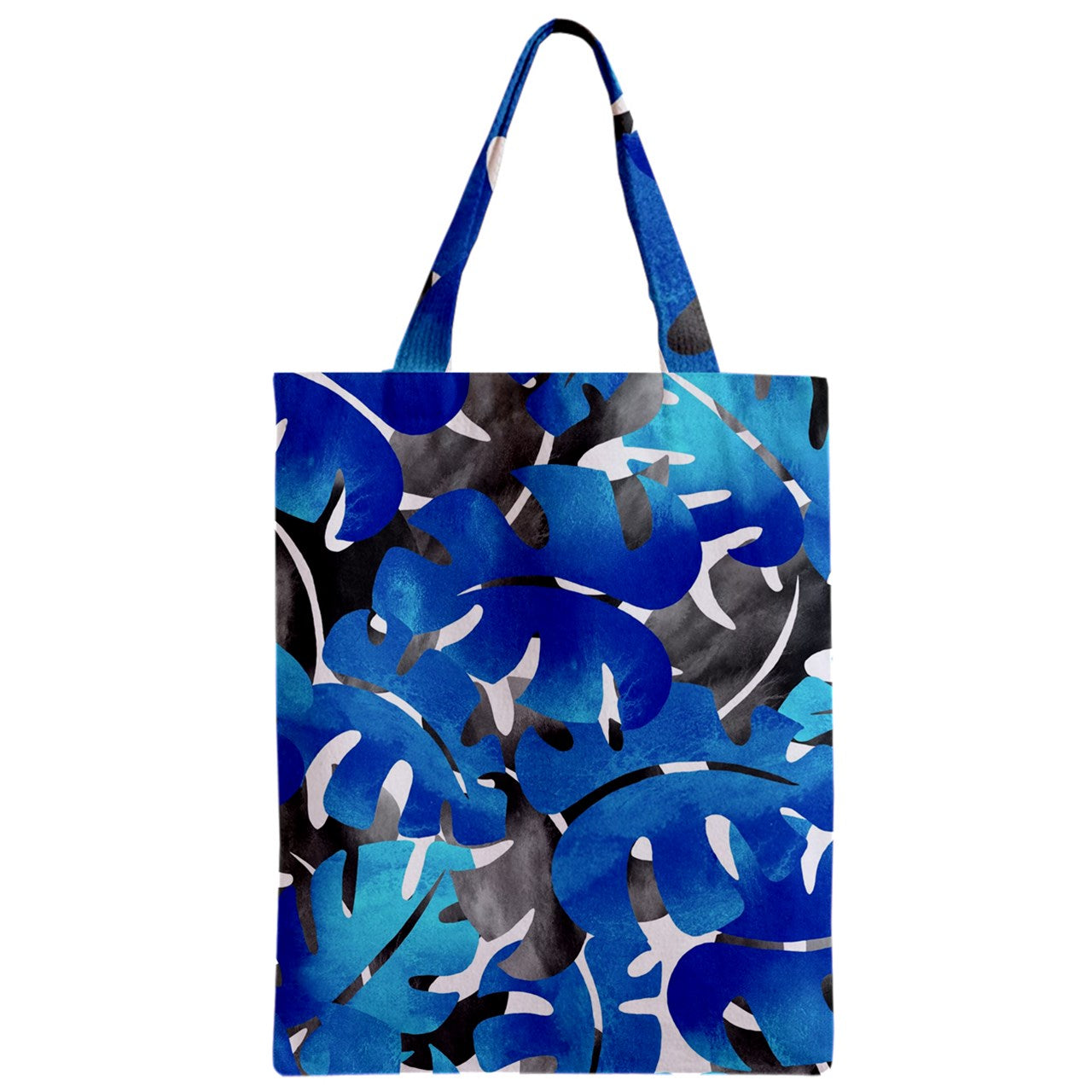 Zipper Classic Tote Bag Tropical Blues Leaves