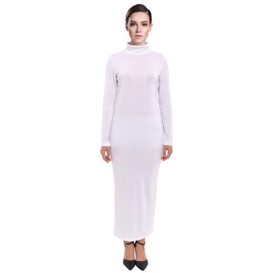 Turtleneck Maxi Dress White