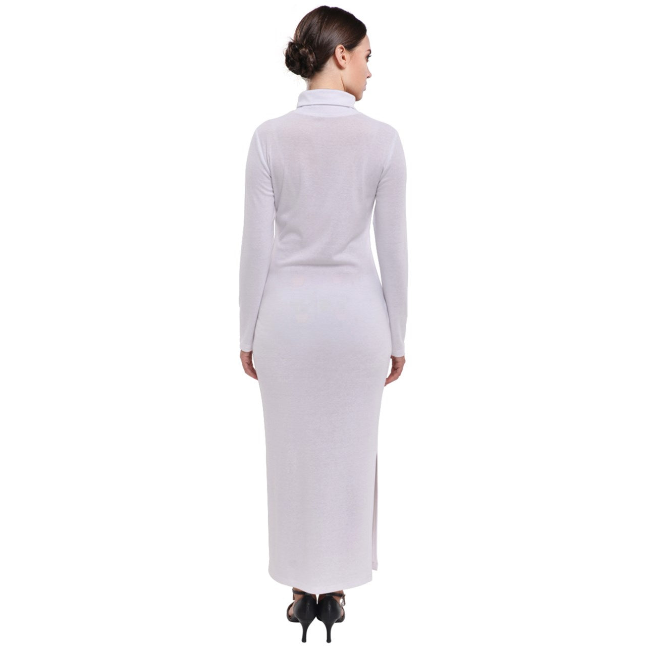 Turtleneck Maxi Dress White