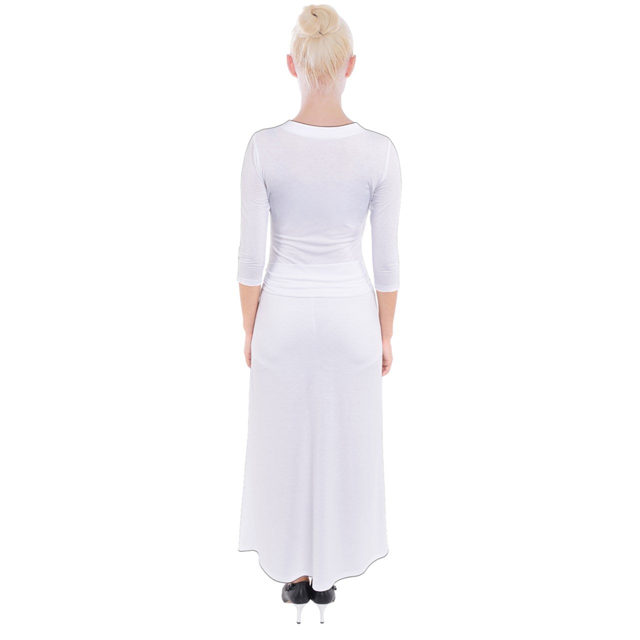 Quarter Sleeve Wrap Maxi Dress White