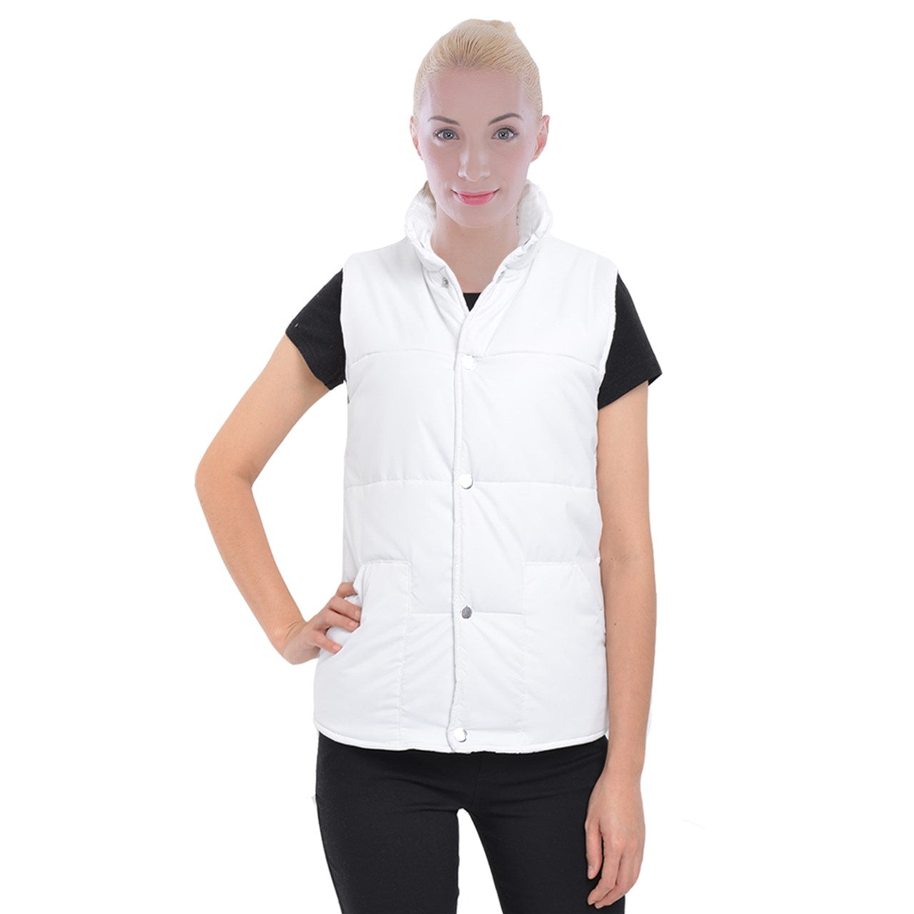 Women's Button Up Vest White 3XL