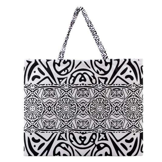 Zipper Large Tote Bag Hawaiian Tribal