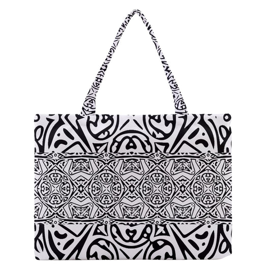 Zipper Medium Tote Bag Hawaiian Tribal