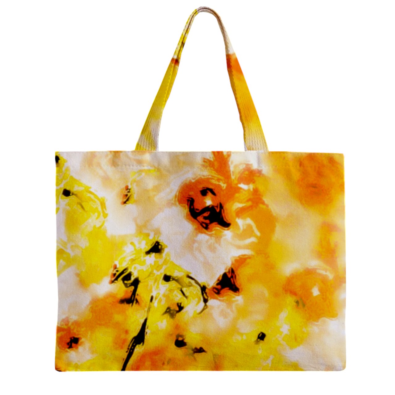 Zipper Mini Tote Bag Yellow Hibiscus Impressionist