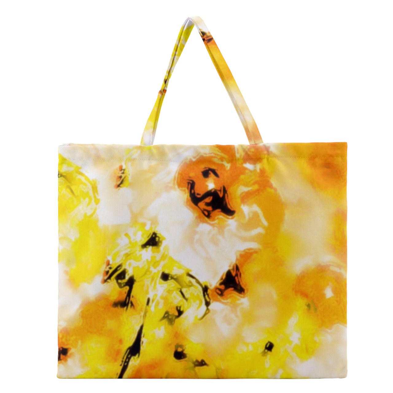 Zipper Large Tote Bag Yellow Hibiscus Impressionist