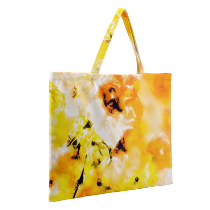 Zipper Large Tote Bag Yellow Hibiscus Impressionist