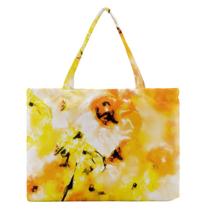 Zipper Medium Tote Bag Yellow Hibiscus Impressionist