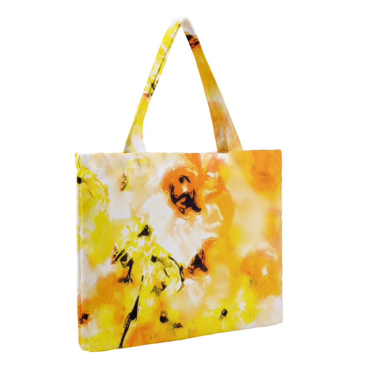 Zipper Medium Tote Bag Yellow Hibiscus Impressionist