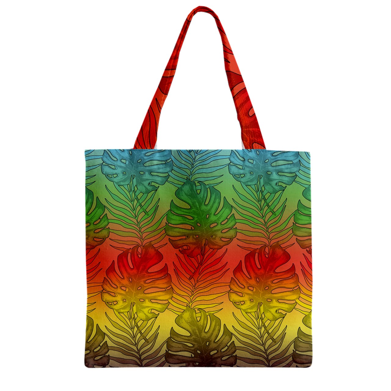 Zipper Grocery Tote Bag Rainbow Palms