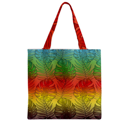 Zipper Grocery Tote Bag Rainbow Palms