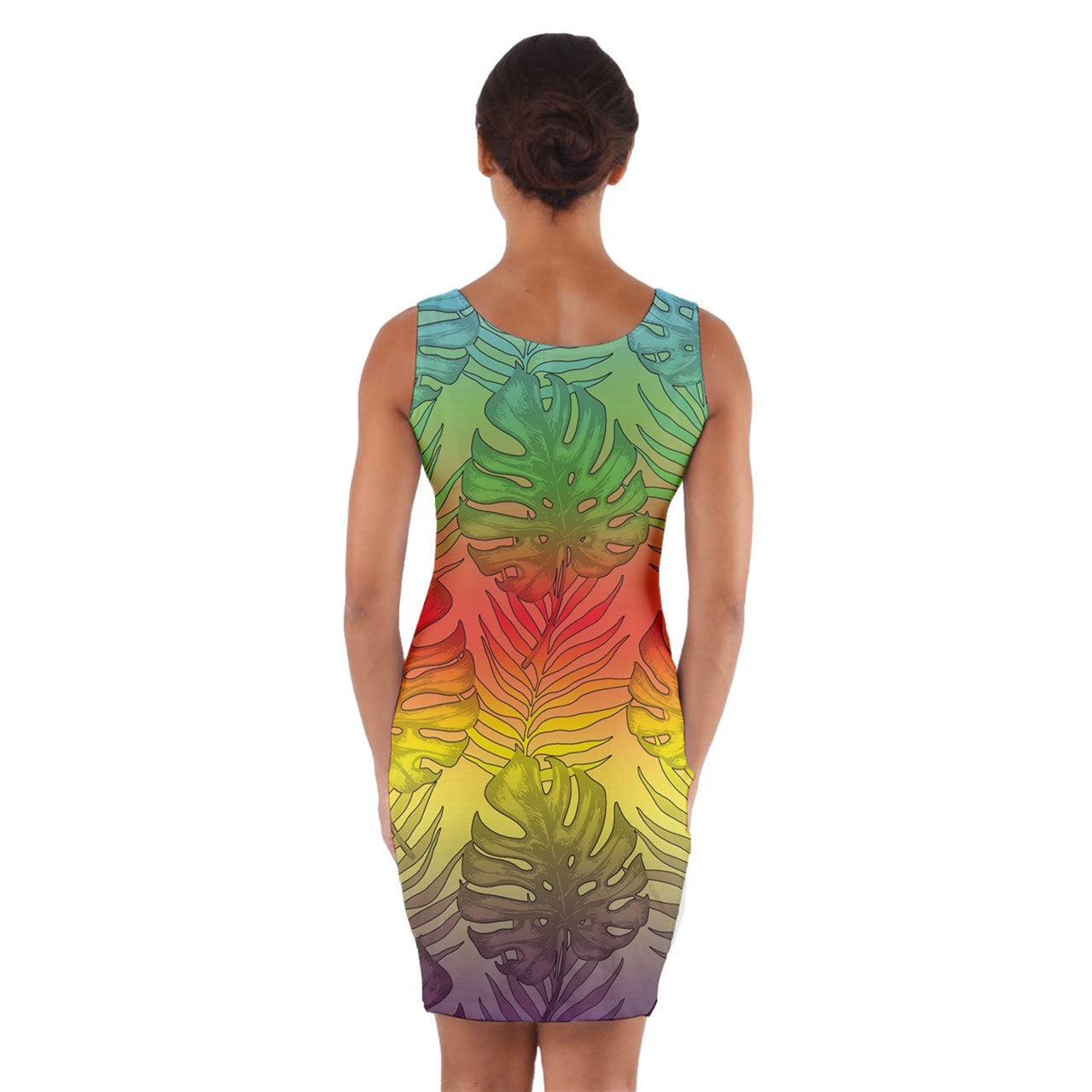 Wrap Front Bodycon Dress Hawaiian Tribal