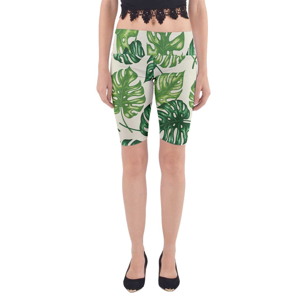 Yoga Cropped Leggings Tropical Palms