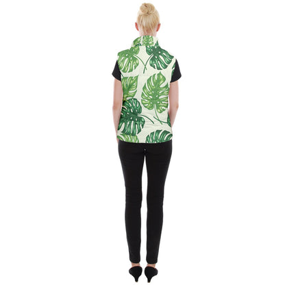 Women's Button Up Vest Tropical Palms