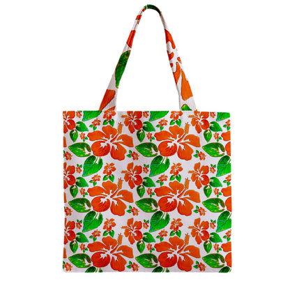 Zipper Grocery Tote Bag Hibiscus