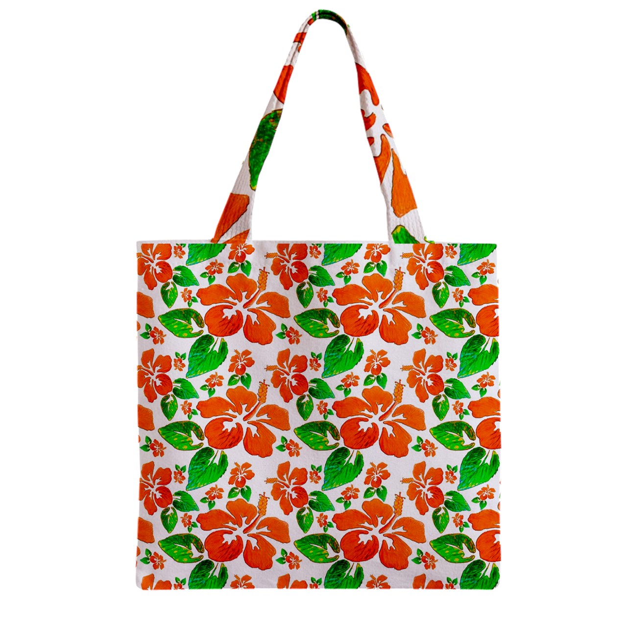 Zipper Grocery Tote Bag Hibiscus