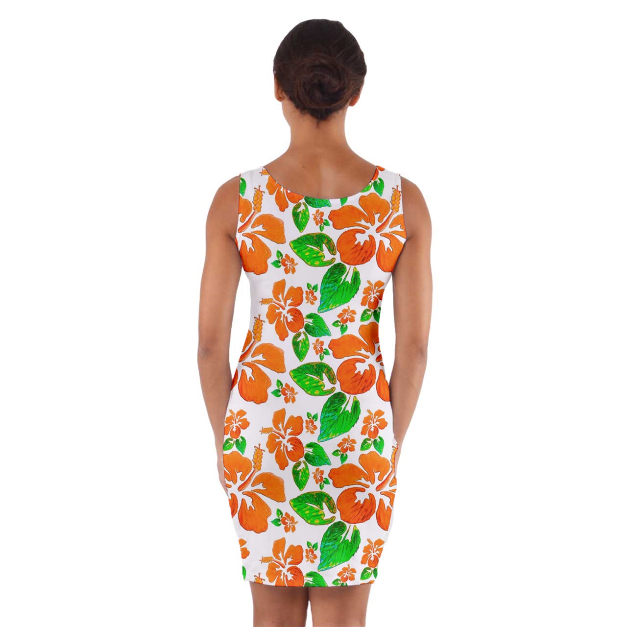 Wrap Front Bodycon Dress Hibiscus