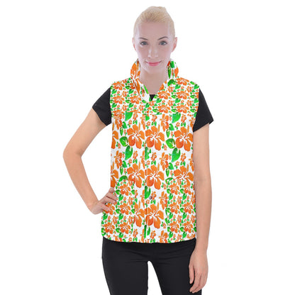 Women's Button Up Vest Hibiscus 3XL