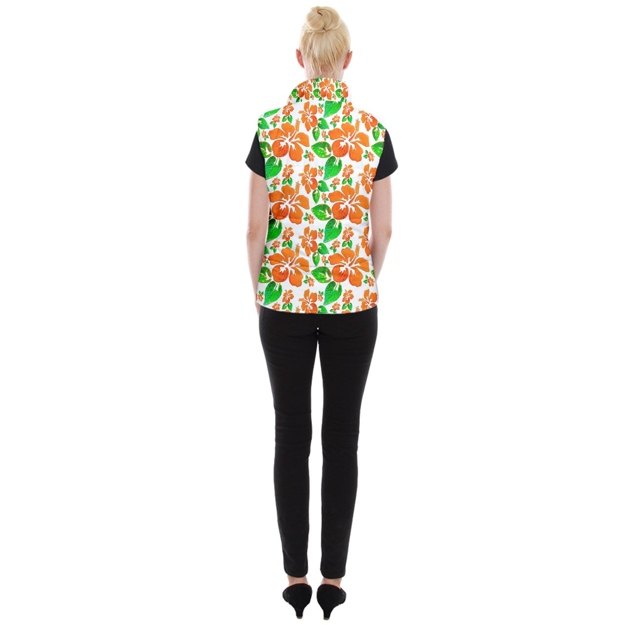 Women's Button Up Vest Hibiscus