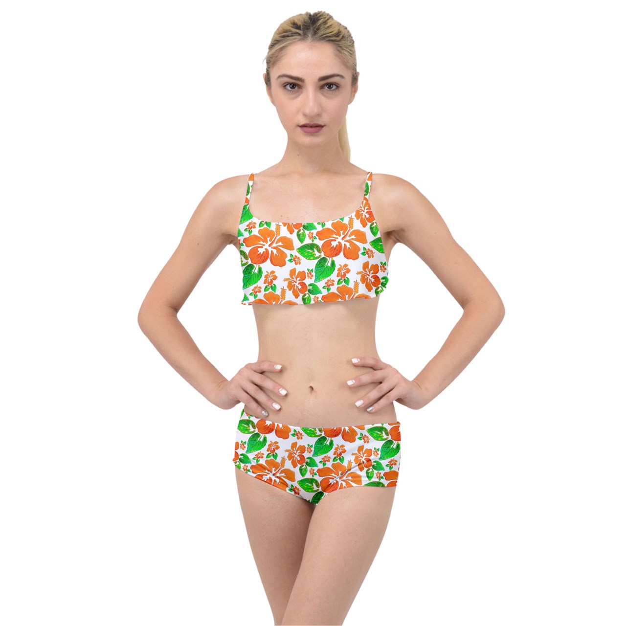 Layered Top Bikini Set Hibiscus