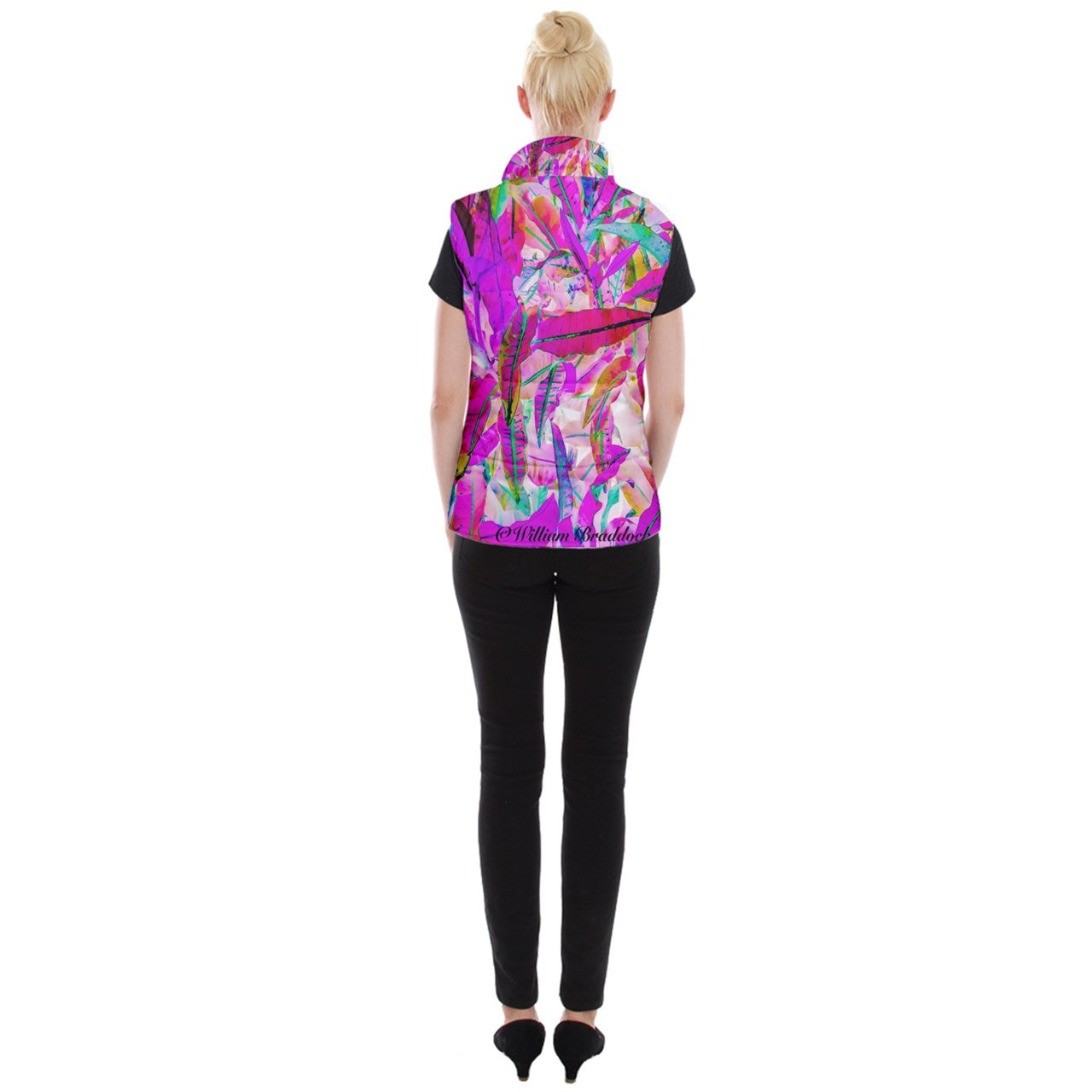 Women's Button Up Vest Purple Croton