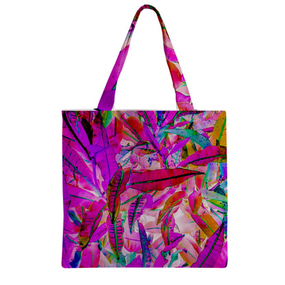 Zipper Grocery Tote Bag Purple Croton