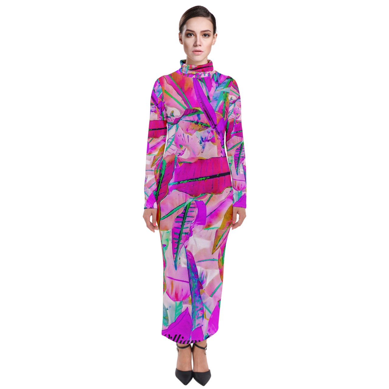 Turtleneck Maxi Dress Purple Croton