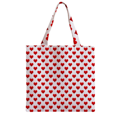 Zipper Grocery Tote Bag Hearts