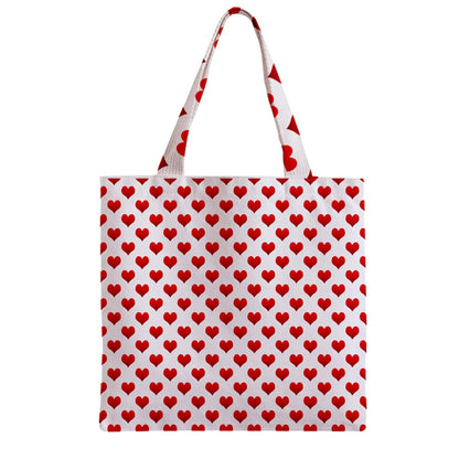 Zipper Grocery Tote Bag Hearts