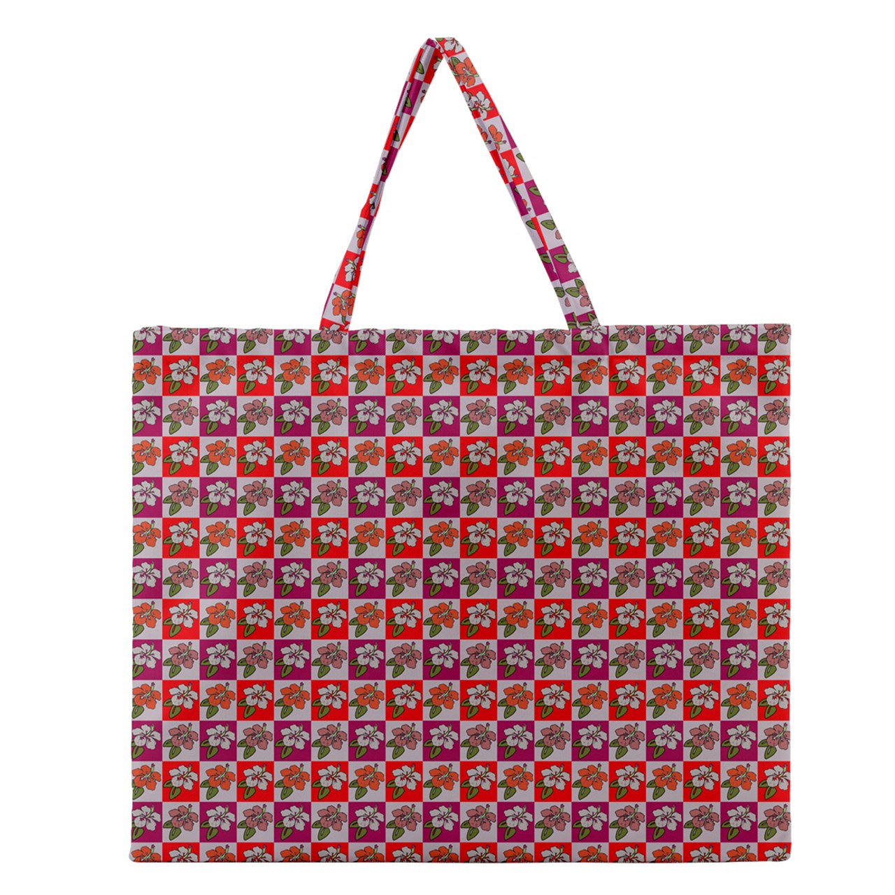 Zipper Large Tote Bag Hibiscus