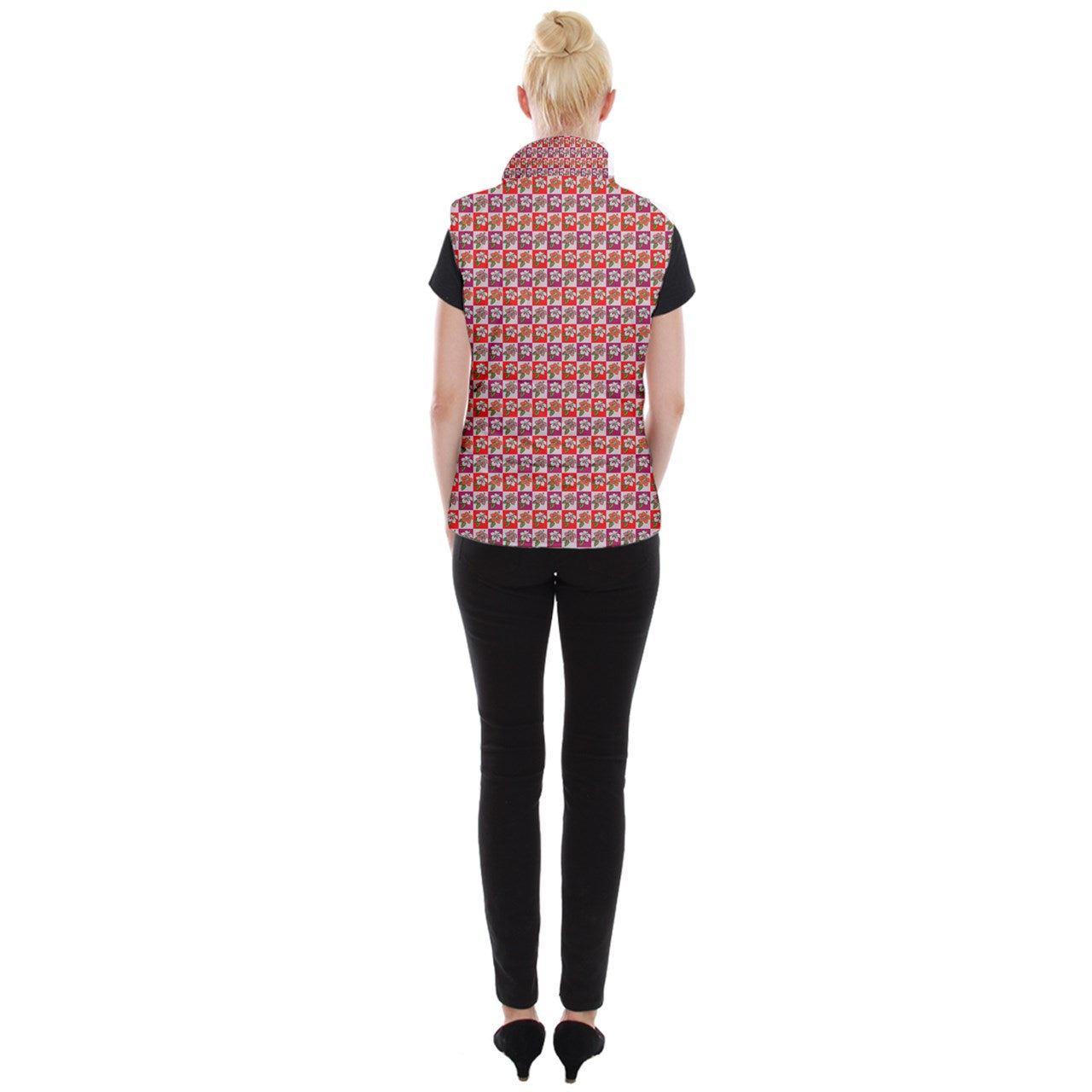 Women's Button Up Vest Hibiscus