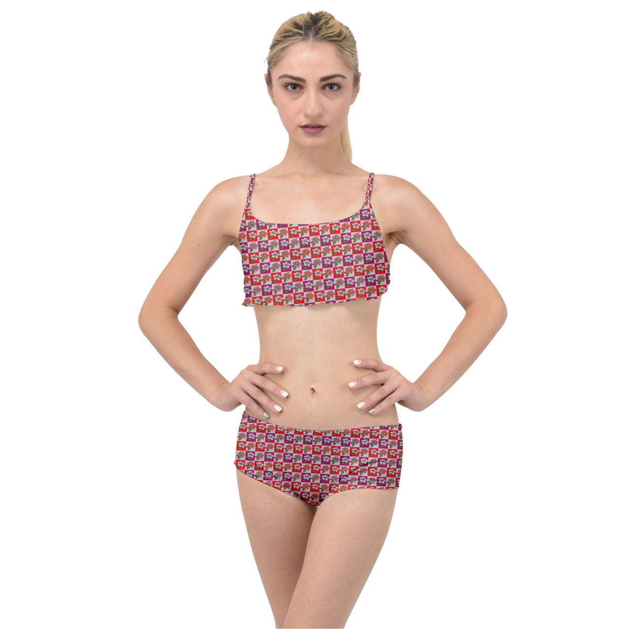 Layered Top Bikini Set Hibiscus