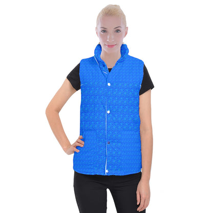 Women's Button Up Vest Blue Wave 3XL