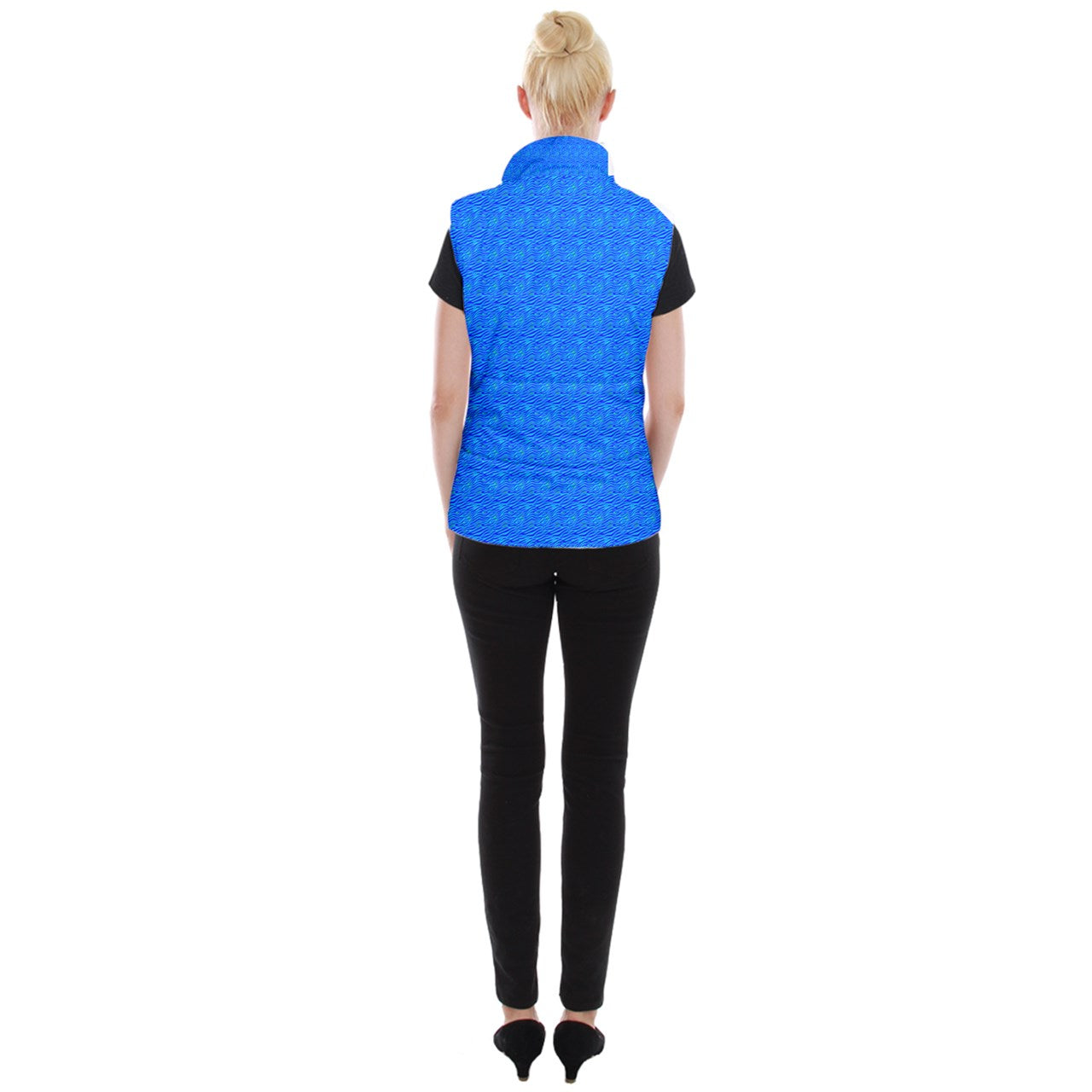Women's Button Up Vest Blue Wave