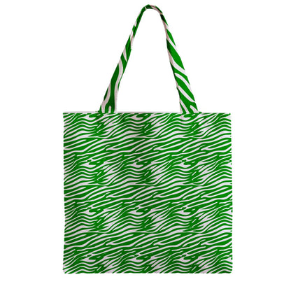 Zipper Grocery Tote Bag Green Wave