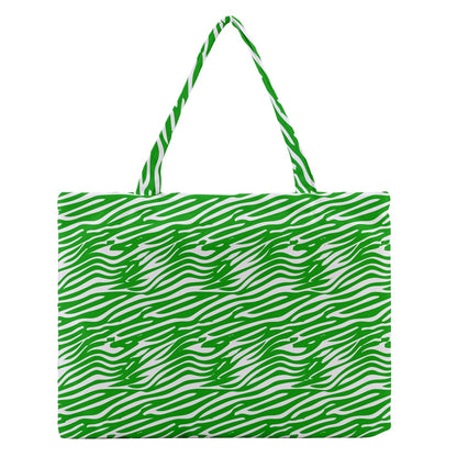 Zipper Medium Tote Bag Green Wave