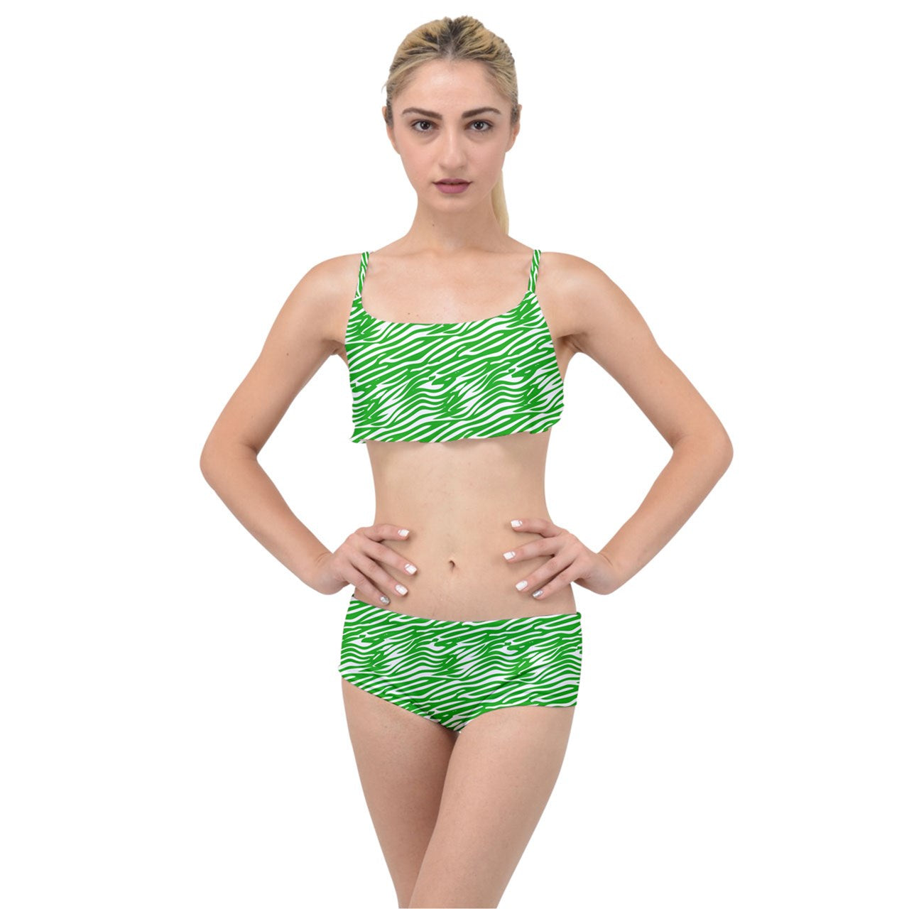 Layered Top Bikini Set Green Wave