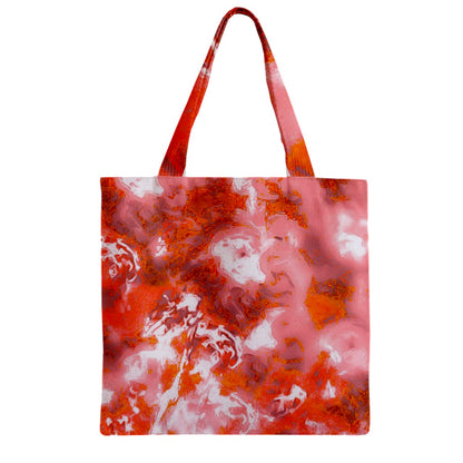 Zipper Grocery Tote Bag Red Hibiscus Impressionist