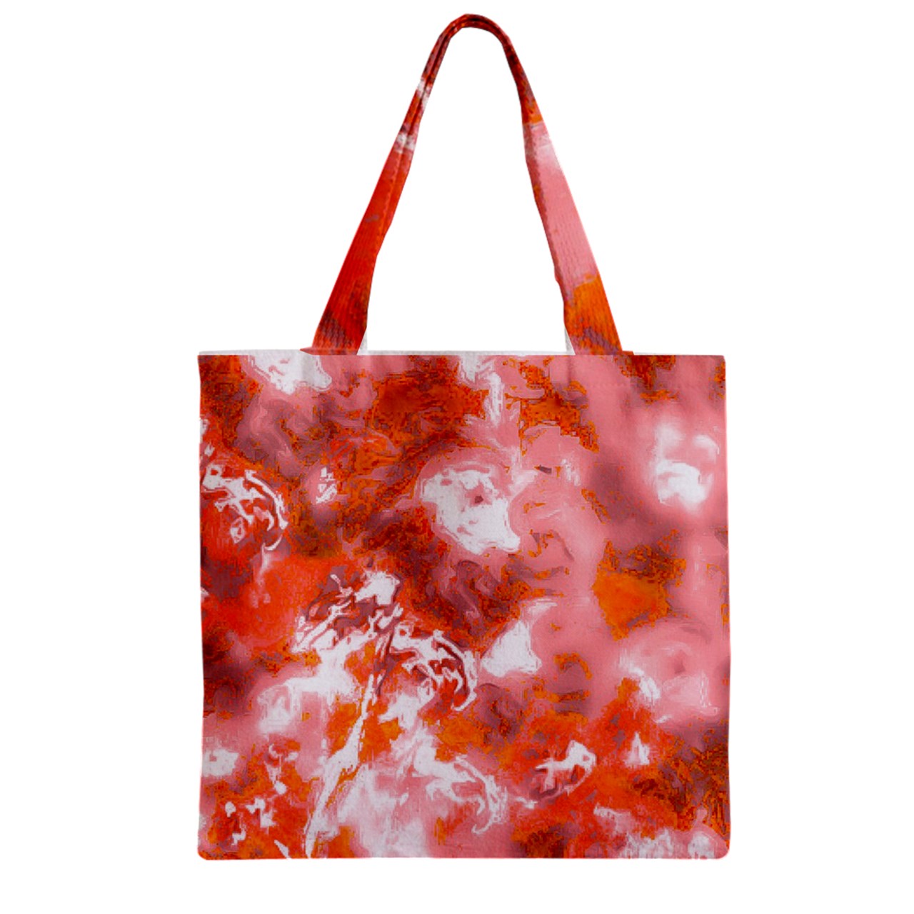 Zipper Grocery Tote Bag Red Hibiscus Impressionist