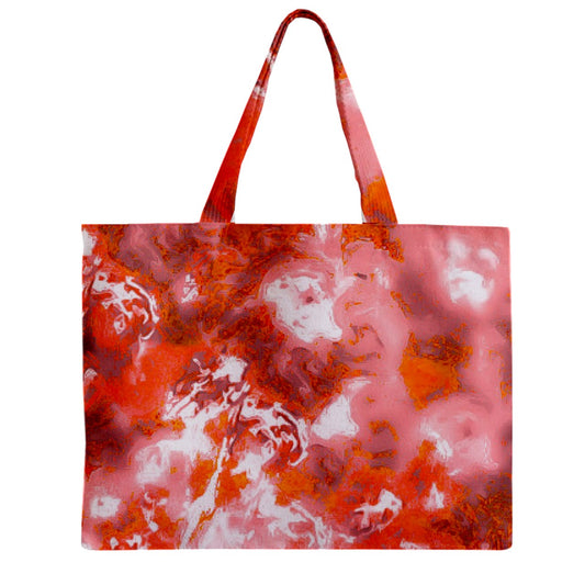 Zipper Mini Tote Bag Red Hibiscus Impressionist