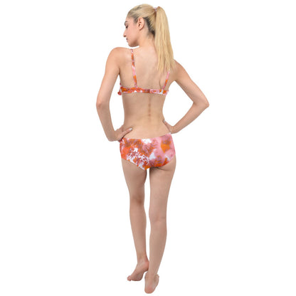 Layered Top Bikini Set Red Hibiscus Impressionist