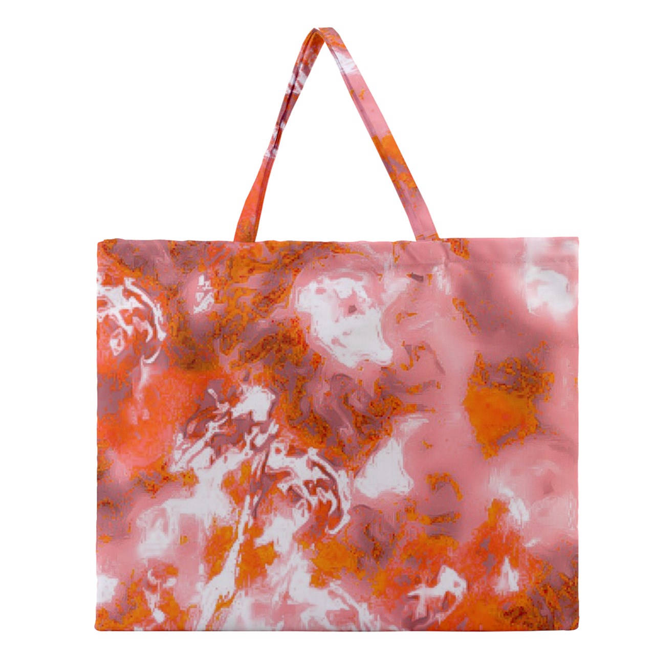 Zipper Large Tote Bag Red Hibiscus Impressionist