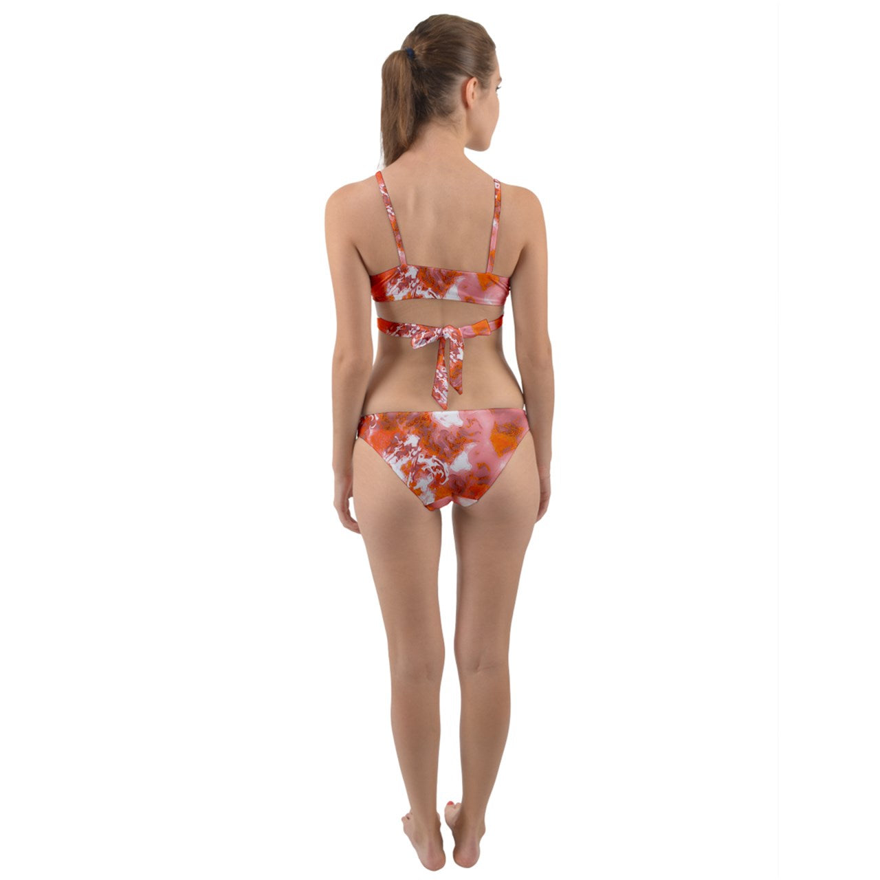 Wrap Around Bikini Set Red Hibiscus Impressionist