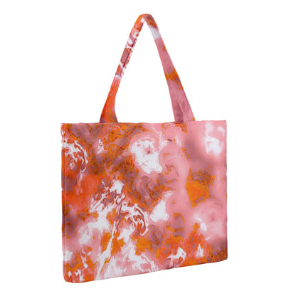 Zipper Medium Tote Bag Red Hibiscus Impressionist