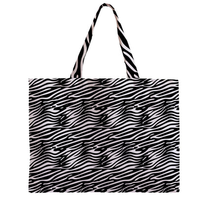 Zipper Mini Tote Bag Black Stripes