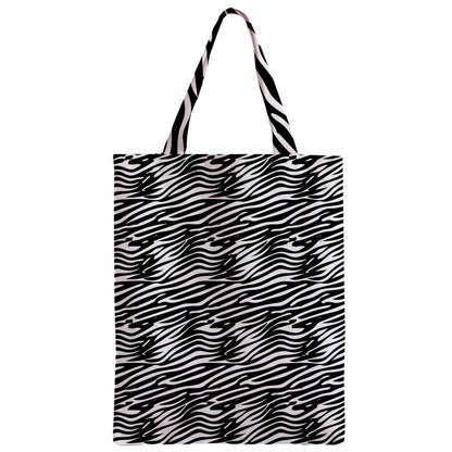 Zipper Classic Tote Bag Black Stripes